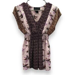 Anthropologie Corey Lynn Calter Thrush Song‎ Bird Silk Short Sleeve Top Sz 2